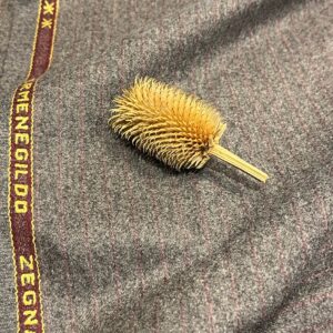 ゼニアスーツ：ピンクストライプ・ミドルグレー｜カシミヤブレンドフランネル