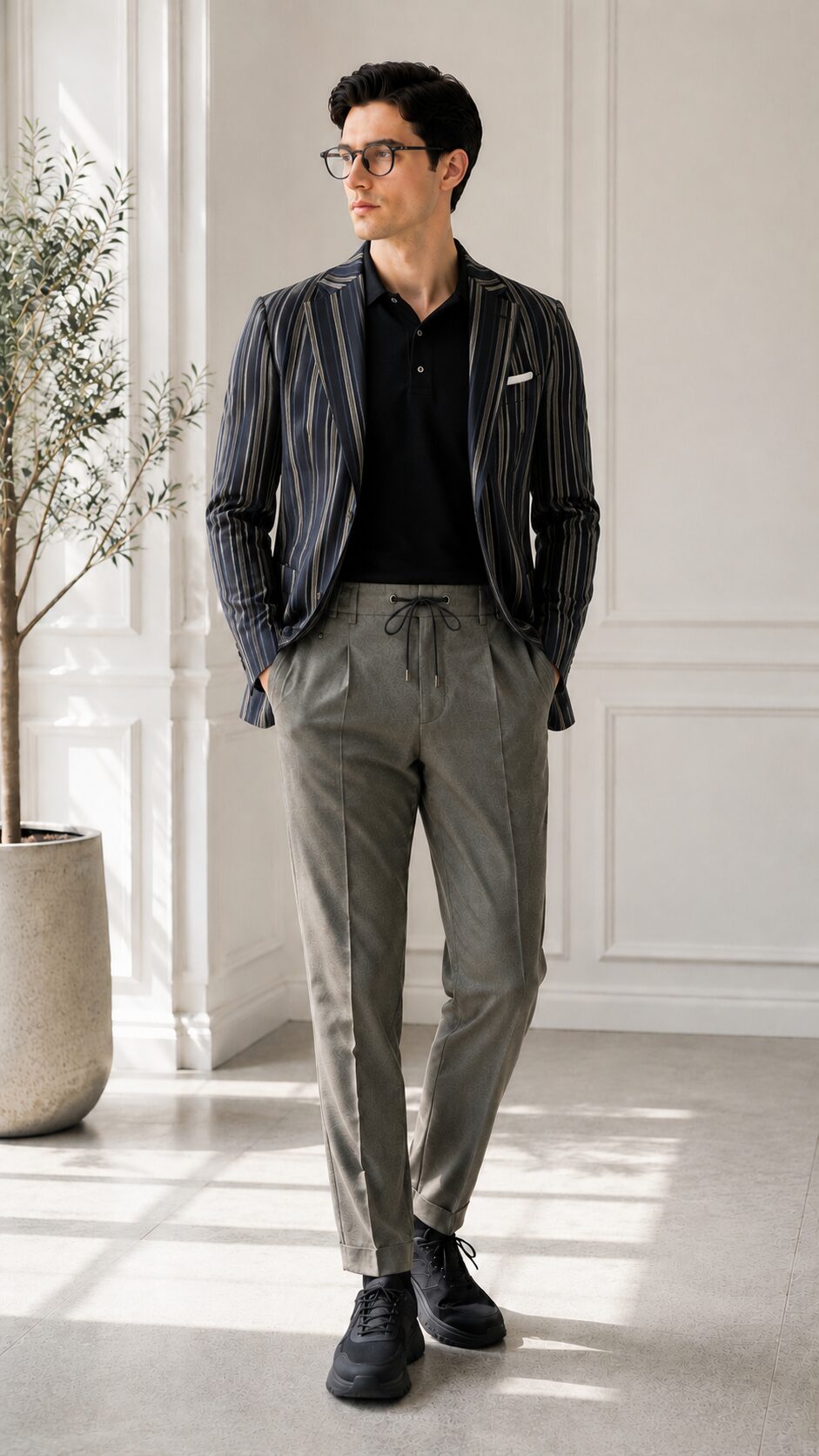ZEGNA ストライプジャケットと洗えるウールジャージーパンツ|クールビズ - 画像 (2)